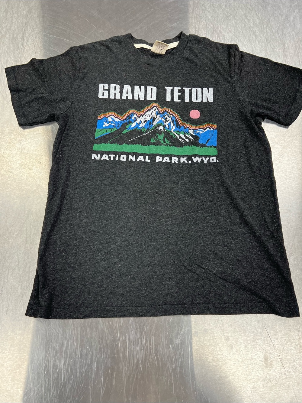 HOMAGE Black Grand Teton Graphic Tee with Multicolor Mountain Print Unisex S